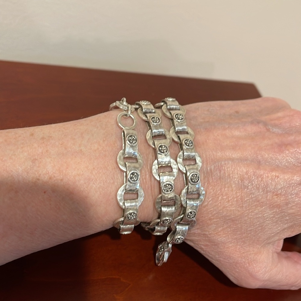 Sterling Silver Link Station Necklace w/Scrollwork & Granulation -Balinese Style